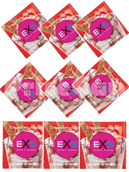 Презервативи зі смаком полуниці EXS Flavoured Strawberry Sundae веганські (ціна за 5 шт.) | Зображення 1