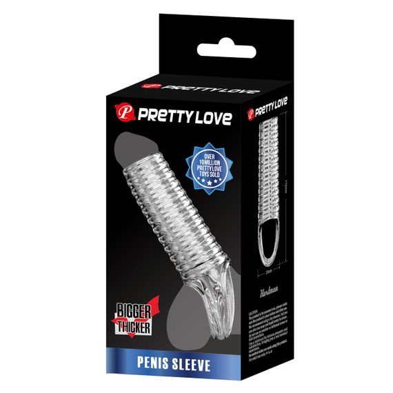 Насадка на пеніс ребриста Pretty Love Hartman відкрита, з петлею, прозора sexstyle | Зображення 7