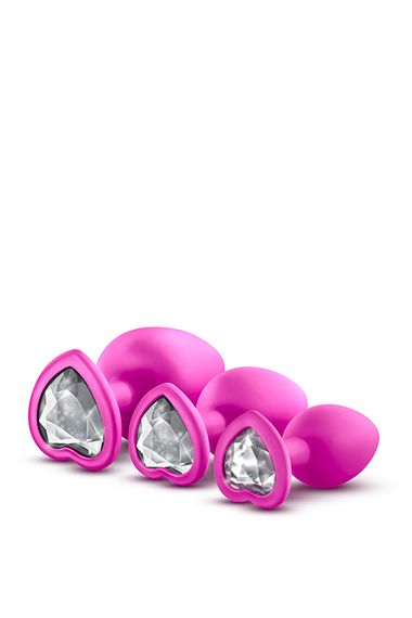 Набір анальних пробок LUXE BLING PLUGS TRAINING KIT PINK, Розовый/Прозрачный