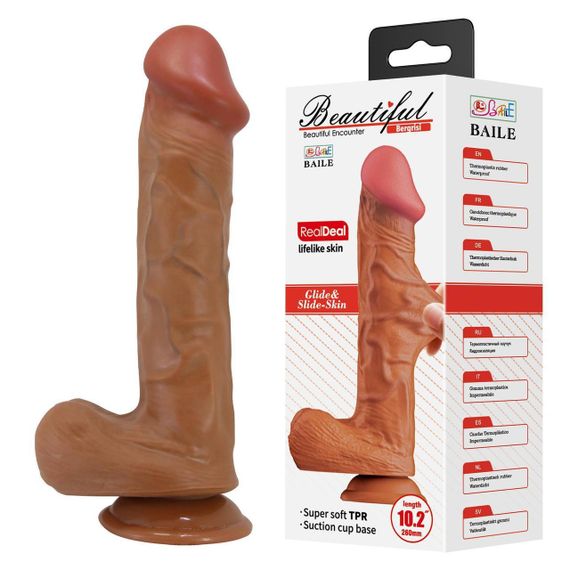 Фалоімітатор з мошонкою BAILE BERGRISI, 10.2, Super soft TPR, Waterproof Sex Aura | Зображення 1