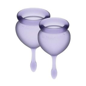 Набір з двох (15мл і 20мл) менструальних чаш Satisfyer Feel Good (lila) + мішечок для зберігання