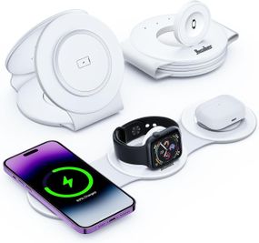 Беспроводное зарядное устройство 3-в-1 Hicober Wireless Charging Station для смартфонов, наушников и часов Apple