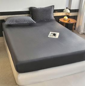 Простынь на резинке без наволочек из велюра Colorful Home 21984 160х200х25 см серая
