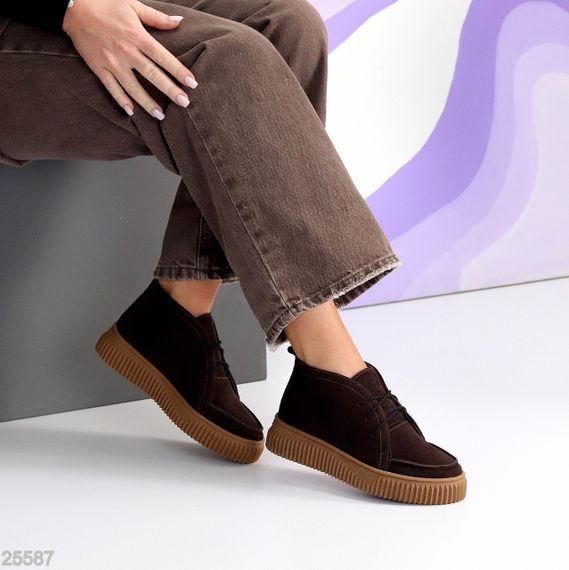Замшевые ботинки дезерты в стиле casual на утолщенной подошве цвет Шоколад | Зображення 3