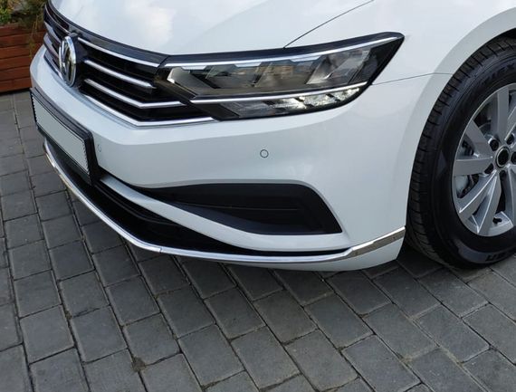 Накладки на передній бампер (2019-2024, 3 шт, нерж) Carmos - Турецька сталь для Volkswagen Passat B8 рр