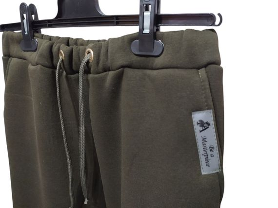 Спортивні чоловічі штани теплі зимові хакі джогери штани тринитка з начосом 72 | Зображення 1