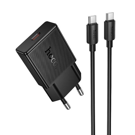 СЗУ Hoco N74 Speed ultra-thin PD25W (1USB-C) + кабель Type-C to Type-C Black