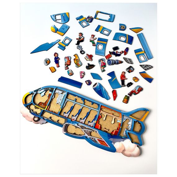 Деревянный Пазл-вкладыш "Самолет" Ubumblebees PSF161 | Зображення 3