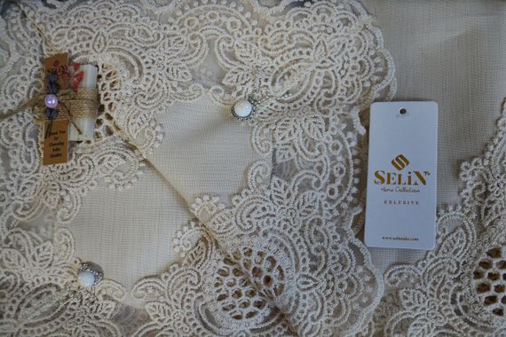 Лляна скатертина Selin Duru 160×350 см Бежева | Зображення 3