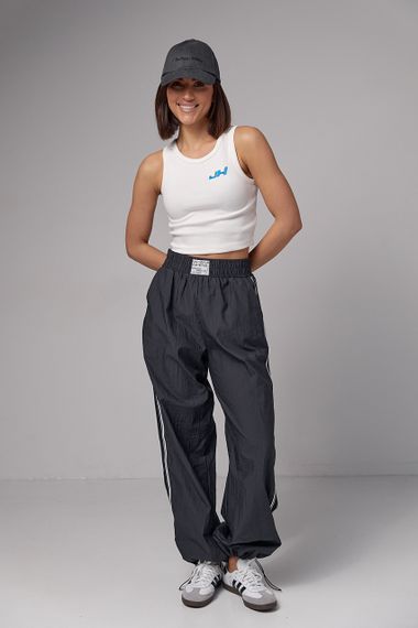 Женская майка в рубчик с вышивкой JH - молочный цвет, S (есть размеры) | Зображення 2