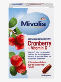 Витамины Миволис Клюква + витамин С Mivolis Cranberry + Vitamin C Kapseln, 60 St.