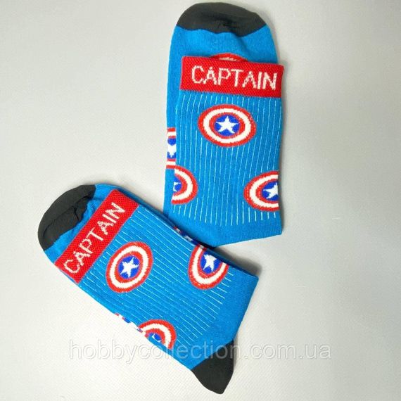 Шкарпетки чоловічі високі 1 пара "Captain America" сині 40-45 р бавовняні | Зображення 2
