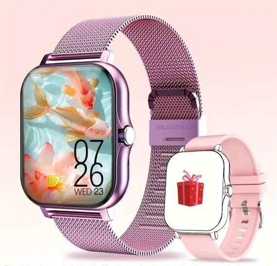 Смарт годинник рожевий Lige Y13 з двома ремінцями