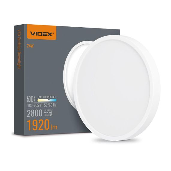 Світлодіодний світильник круглий накладний VIDEX 24W 5000K White