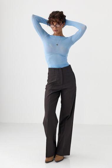 Приталений лонг у сітку - блакитний цвет, S (є розміри) | Зображення 2