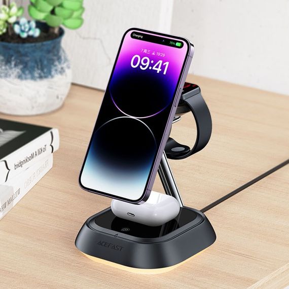 БЗУ Acefast E16 desktop 3-in-1 Black | Зображення 7