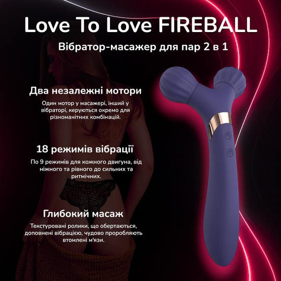 Вібратор-масажер для пар 2 в 1 Love To Love FIREBALL, MIDNIGHT INDIGO
