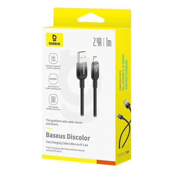 Дата кабель Baseus Discolor Series Fast Charging USB to Lightning 2.4A (1m) (P10374900) Cluster Black | Зображення 3
