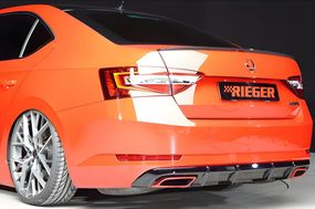 Задній дифузор DPT V-1 (чорний глянець) для Skoda Superb 2015-2024 рр