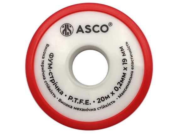 Фум-стрічка професійна 19mm×0.2mm×20м (0.4g/cm3) ASCO Turkey 10/250 | Зображення 1