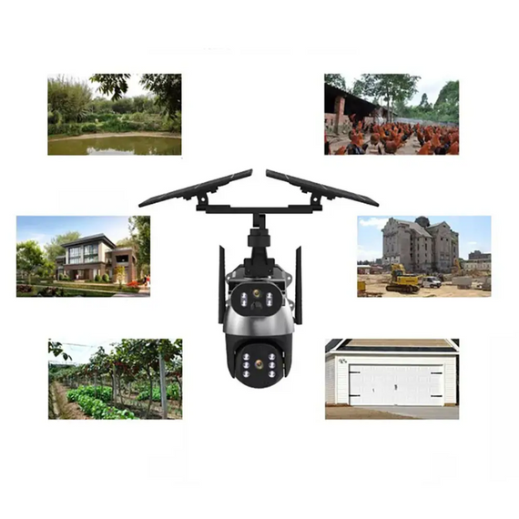 Вулична камера відеоспостереження із сонячною панеллю Q5max, поворотна IP-камера 358° Dual Lens Wi-Fi, 6 МП | Зображення 4