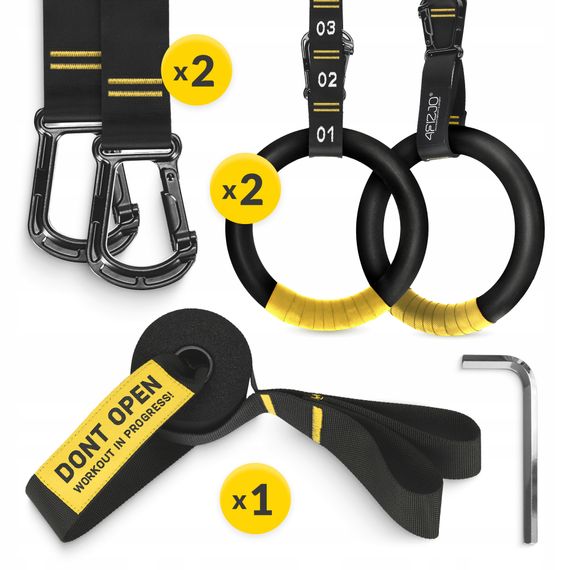 Гімнастичні кільця 4FIZJO з ABS пластику, регульовані Black/Yellow (P-5905973406109) | Зображення 8