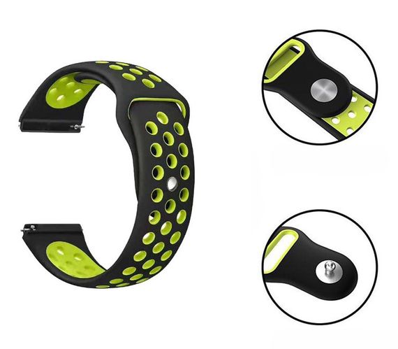 Спортивный ремешок Primolux Perfor Sport с перфорацией для часов Xiaomi Huami Amazfit Stratos 3 - Black&Green | Зображення 2
