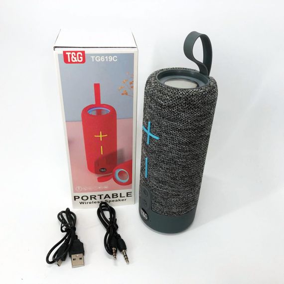Портативна Bluetooth колонка TG619C FM-радіо USB/TF з ремінцем. UB-457 Колір: сірий | Зображення 1