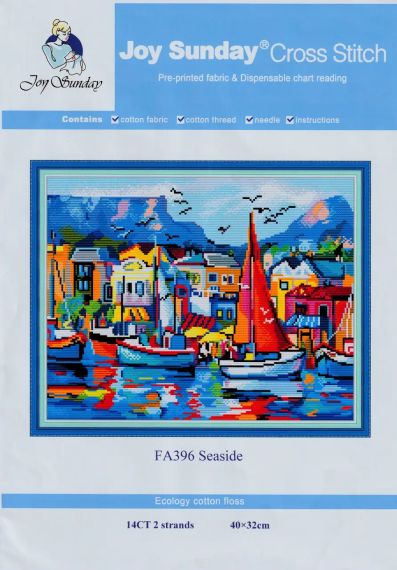 Набір для вишивання за нанесеною на канву схемою "Seaside". AIDA 14CT printed 40*32 см | Зображення 1