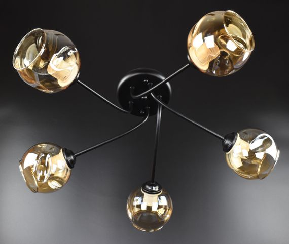 Люстра стельова на 5 лампочок 26521 Чорний 22х65х65 см. | Зображення 3