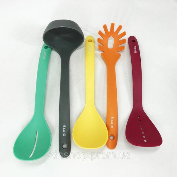 Кухонний набір лопаток силіконовий Magio MG-1123, Нейлоновий набір для кухні, Набори лопаток для кухні WK-64 | Зображення 3