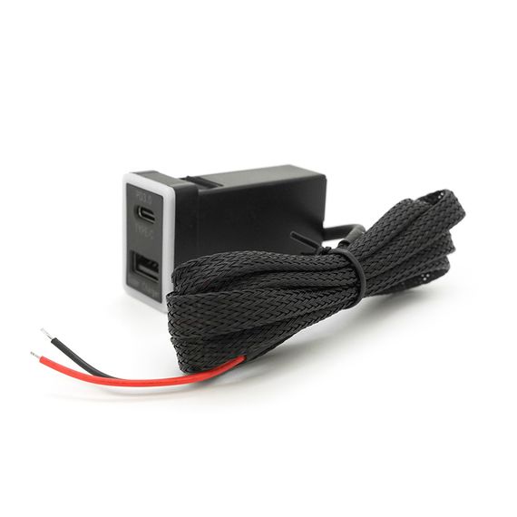 АЗУ врізне 60W-D01T03-S, PD+QC, Type-C: 30W, USB: 30W, LED підсвічування, комплект проводів під паяння, 33x22х58mm, Black | Зображення 2