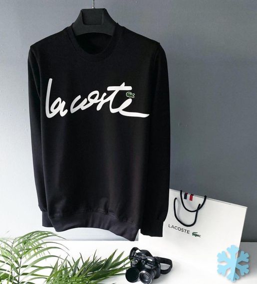 Світшот зима/осінь фліс Lacoste колір чорний