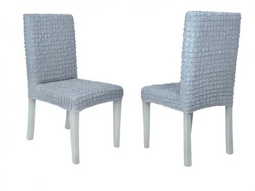 Комплект чохлів на стільці без оборки 6 штук (сірий) | Зображення 2