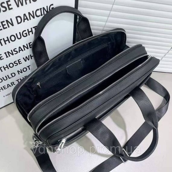 Кожаная мужская деловая сумка для ноутбука 40x27x10, офисный портфель Tiding Bag 56901, черный | Зображення 5