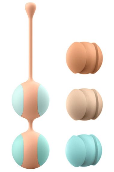 Вагінальні кульки Liebe Kewos — Peach/Mint, 5 кульок у комплекті, 15, 25, 35, 45 і 55 г Sex Aura | Зображення 3