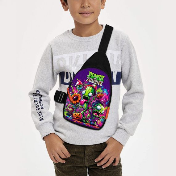 Сумка через плече дитяча Рослини проти зомбі 29х17 см сумка слінг для хлопчика (02150)