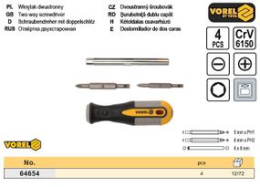 Отвертка двусторонняя Польша 6в1 CrV VOREL-64654