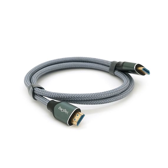 Кабель VEGGIEG V-H401 HDMI-HDMI 8K Premium, 1.0m, круглий, обплетення, Silver, конектор Black-Silver, Box