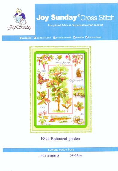 Набор для вышивания крестиком по нанесённой на канву схеме "Botanical garden". AIDA 14CT printed, 39*55см | Зображення 1