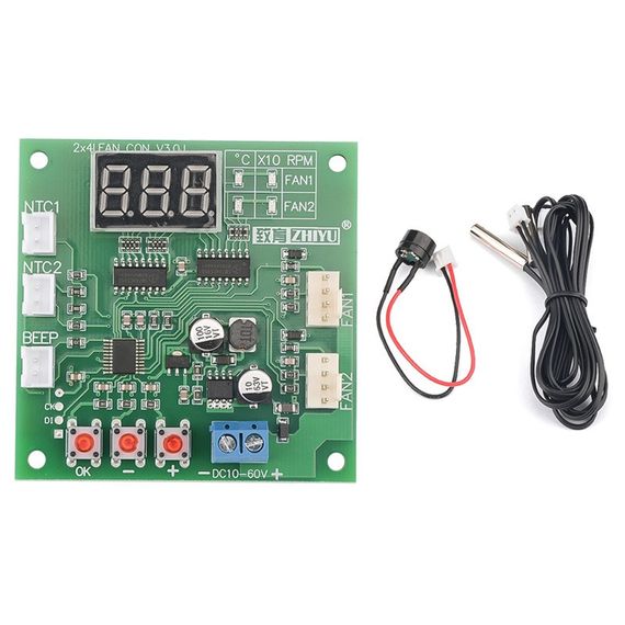 Модуль контроля температуры на 2 вентилятора 4pin