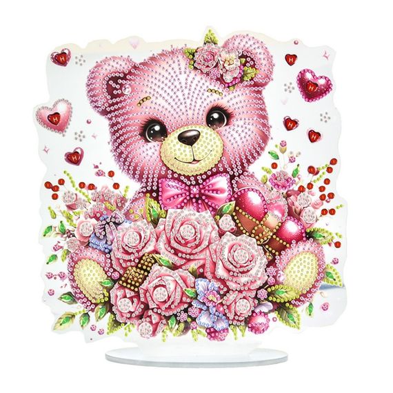 Набор для творчества алмазная мозаика "Нежный мишка" YKLZ15263 на подставке 25х25 см