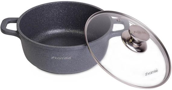 Каструля Kamille Landes Grey 6.5л з литими алюмінієвими ручками | Зображення 1
