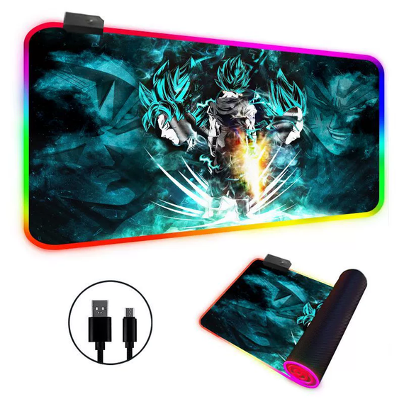 Игровая поверхность для мышки с Аниме принтом "Драгон болл / Dragon boll" LED посдветка 800*300*4 мм 2300
