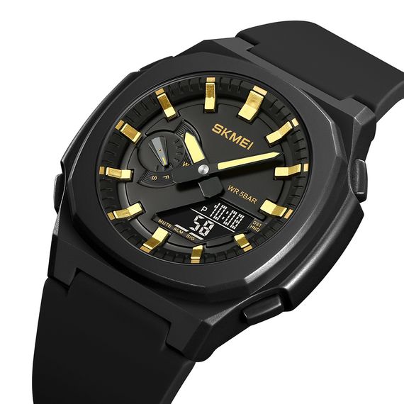 Чоловічий годинник Skmei 2091BKGDBK Black-Gold-Black | Зображення 1