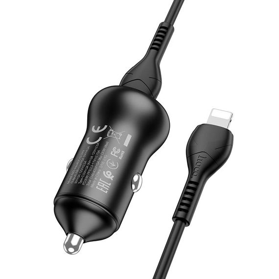 АЗП Hoco NZ5 Smooth road PD30W+QC3.0 (1USB-A/1C) + кабель Type-C to Lightning Чорний | Зображення 3