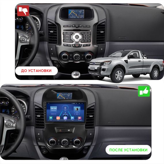 Штатная магнитола Lesko для Ford Ranger III 2011-2015 экран 9" 6/128Gb 4G Wi-Fi GPS Top Форд | Зображення 2