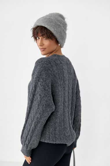 Вовняний джемпер вільного крою - темно-сірий цвет, ONE SIZE (є розміри) | Зображення 1