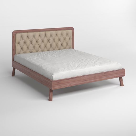 Полуторне дерев&#039;яне ліжко Mebigrand Токіо Горіх лісовий/Аляска 23 (Бежевий) 120х200 см (MBG-4825) | Зображення 1