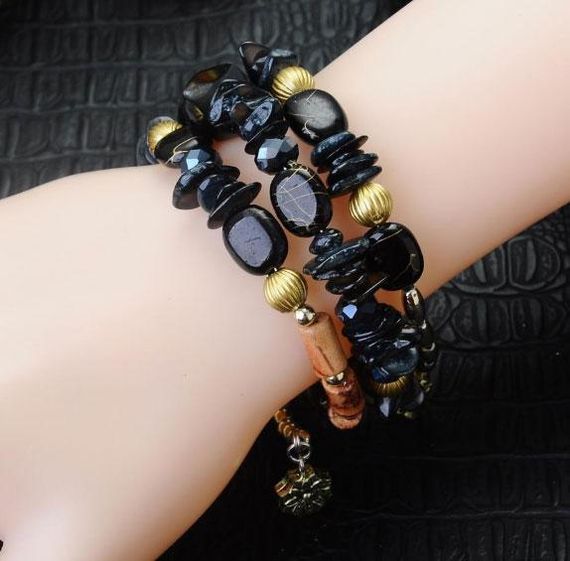 Жіночий браслет пружиною Primo Stone Cuff - Black | Зображення 2